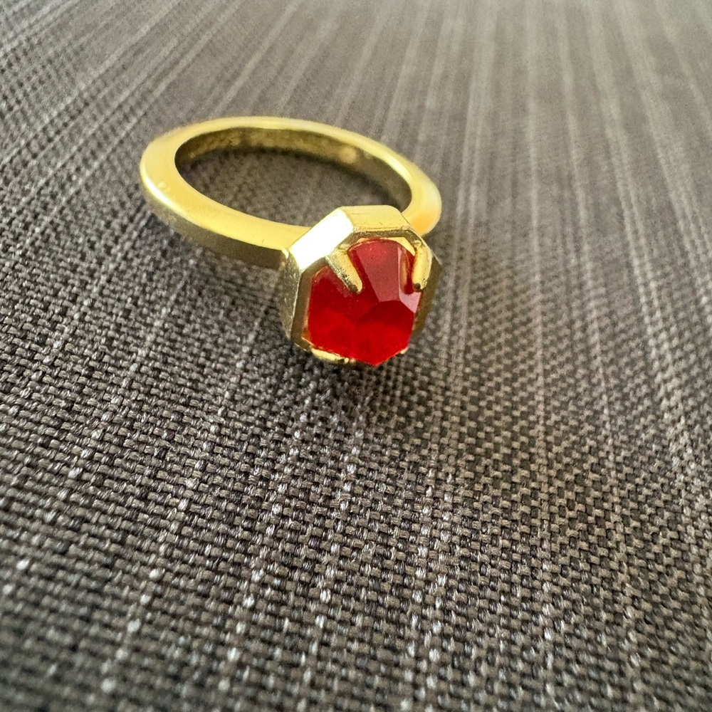 Kendra Scott Gold Ring with Red Gemstone